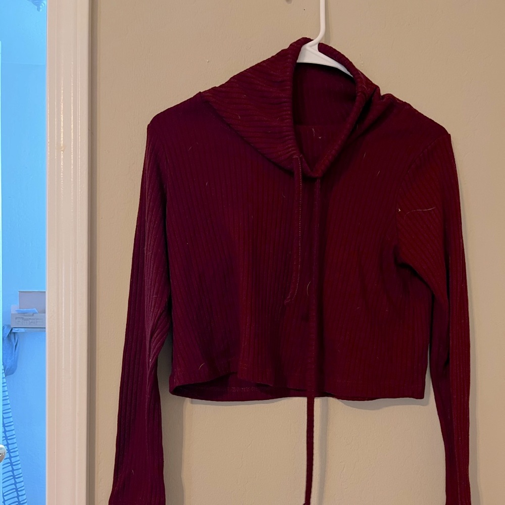Burgundy crop top sweater